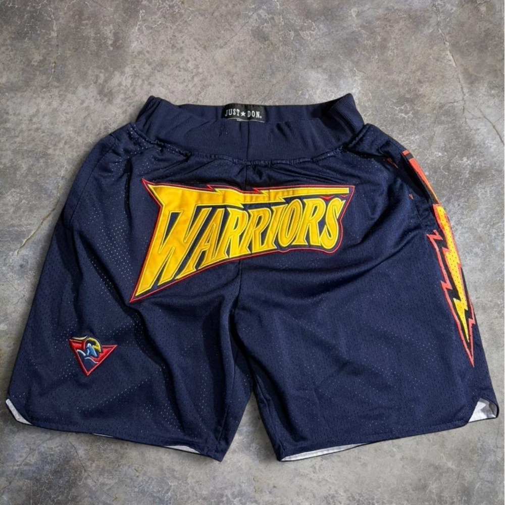 Just Don x Golden State Warriors Basketball Shorts Navy Mesh NBA Made USA Size L